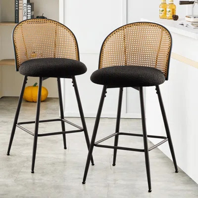 Aansu Swivel Boucle Upholstered Counter & Bar Stool | Wayfair North America