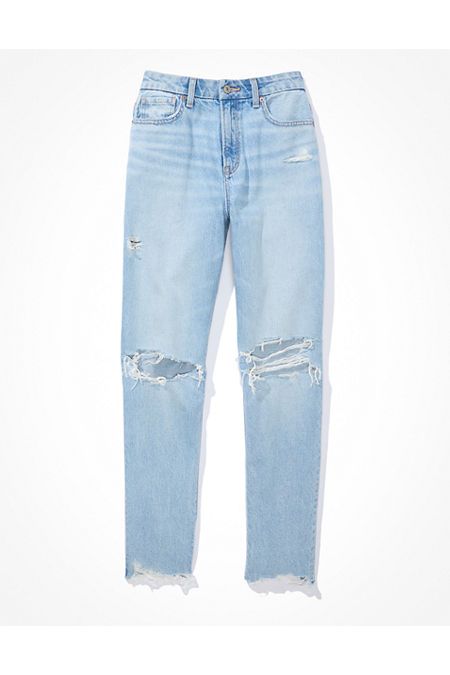 AE Strigid Curvy Ripped Mom Jean | American Eagle Outfitters (US & CA)