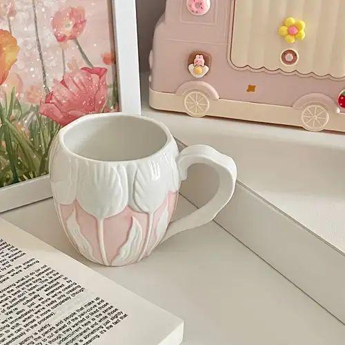 Tulip Embossed Coffee Mug Ceramic Coffee Cup Flower Tea Cup - Temu | Temu Affiliate Program