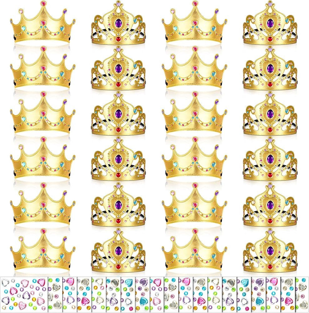 Yaomiao 44 Pcs Foam Crowns for Kids Princess Tiaras Crowns Bulk Diamond Sticker Making Kits for B... | Amazon (US)