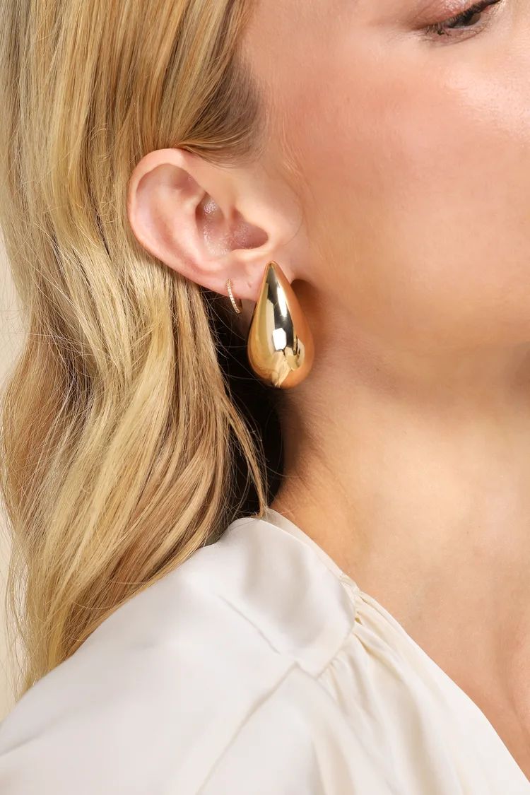 Bold Expression Gold Chunky Teardrop Statement Earrings | Lulus