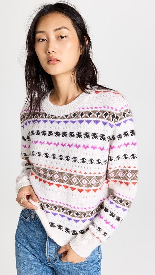 Multi Color Fair Isle Crew Cashmere Sweater | Shopbop