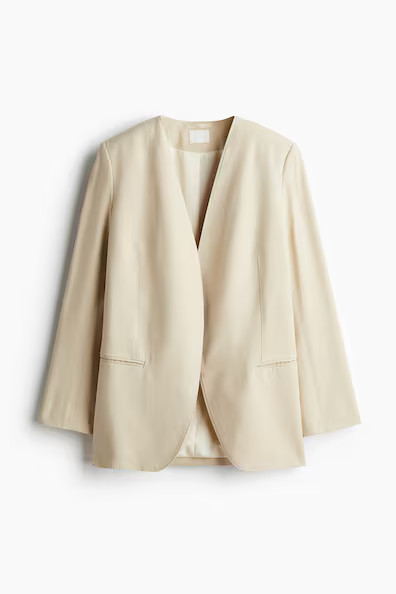 H & M - Collarless blazer - Beige | H&M (UK, MY, IN, SG, PH, TW, HK)