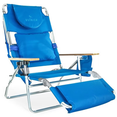 Ostrich The Deluxe 3N1 Lightweight Lawn Beach Reclining Lounge Chair with Footrest, Outdoor Furniture for Patio, Balcony, Backyard, or Porch, Blue | Target