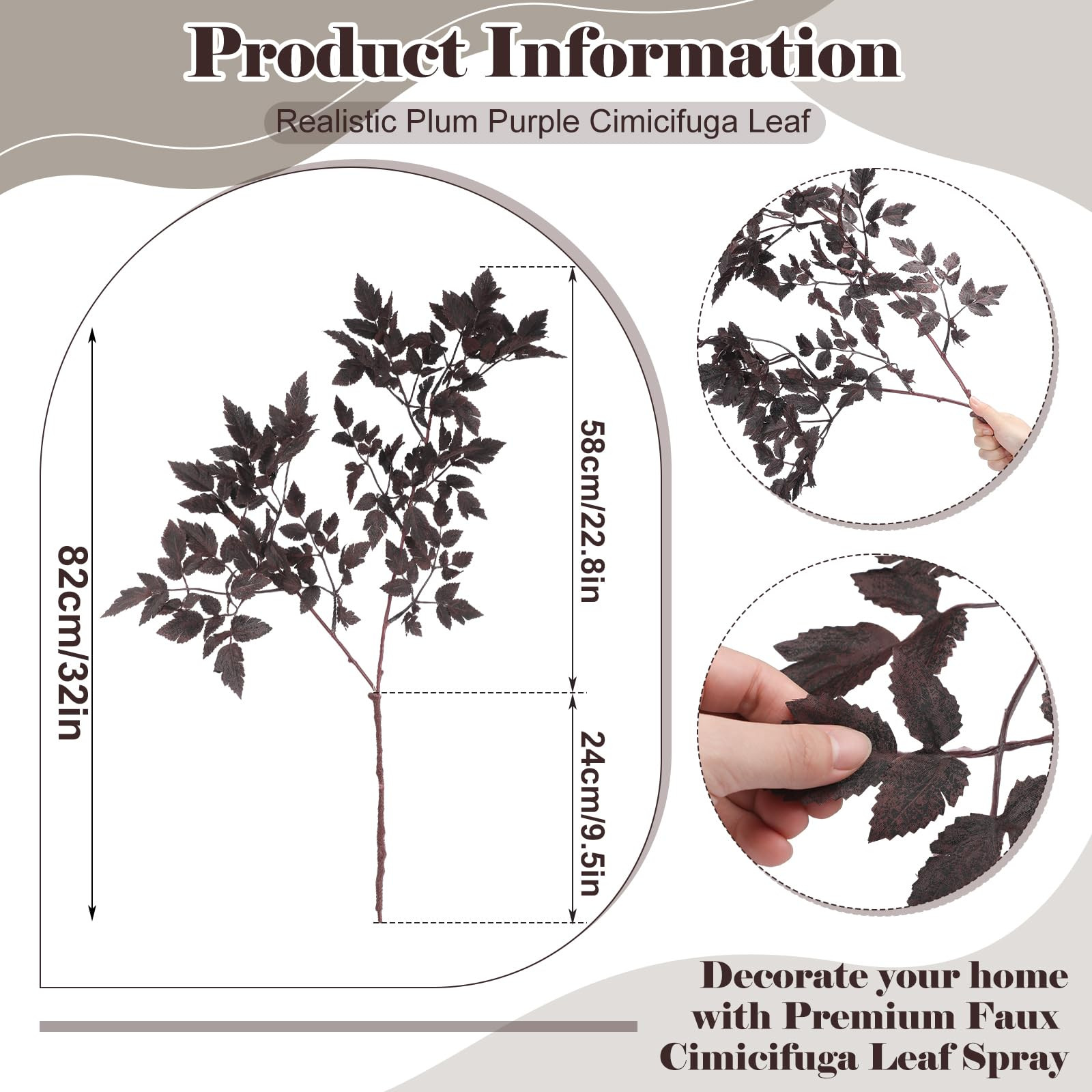 Lyrow 3 Pack Artificial Cimicifuga Plant Leaf Spray Faux Plum Cimicifuga Ramosa Leaf Branch Faux ... | Amazon (US)