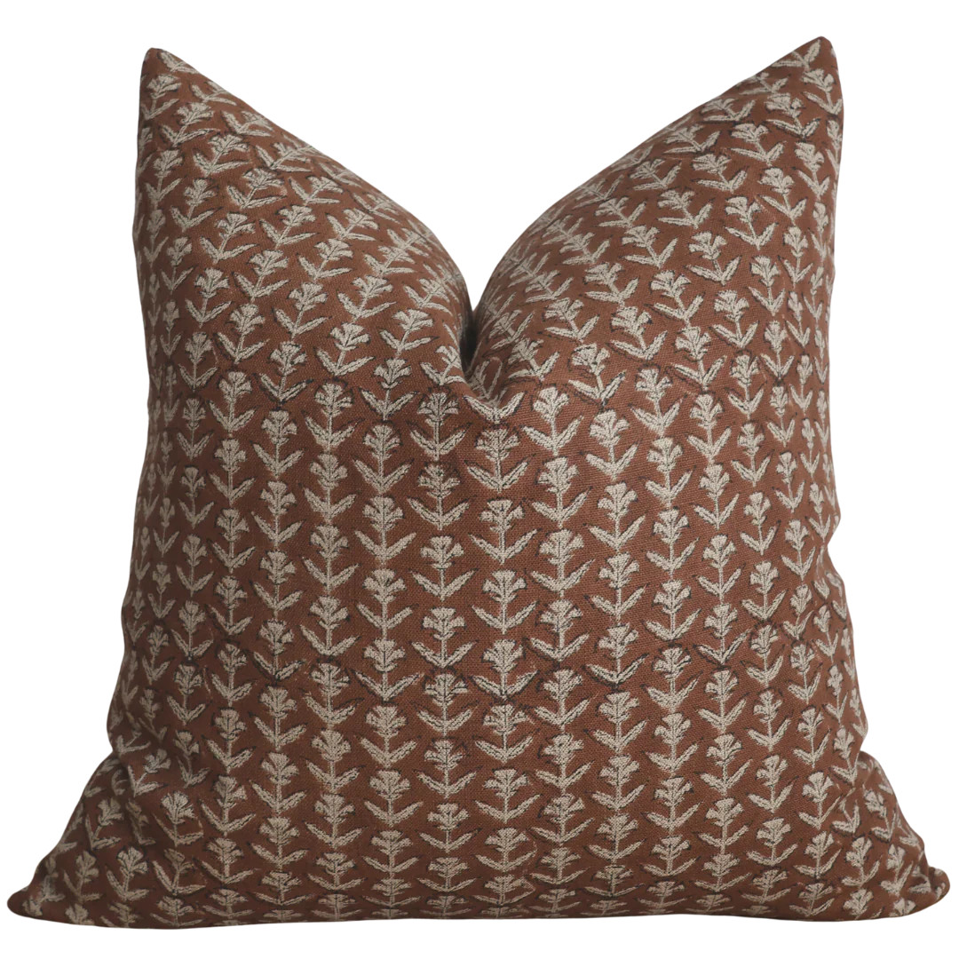 Cinnamon Floral Block Print Pillow Cover | Hackner Home (US)