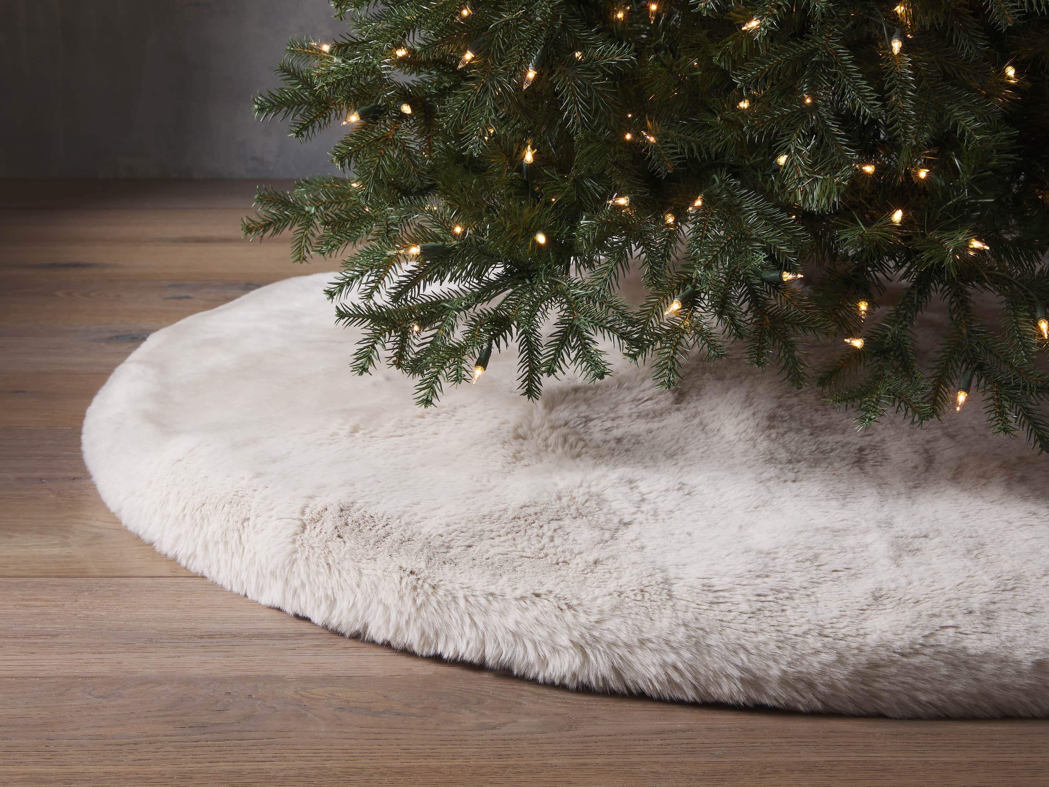 Faux Fur Rabbit Tree Skirt in Ivory | Arhaus