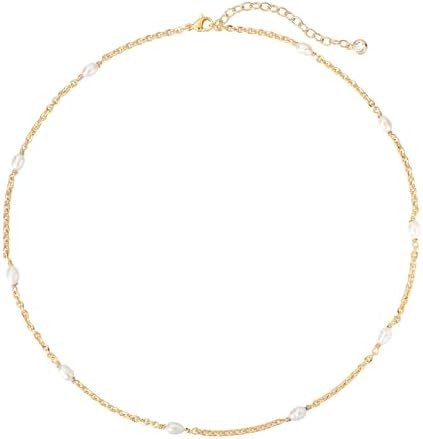 MTMY Beaded Necklaces for Women 14K Gold Plated Dainty Colorful Green/Rose Beaded Pearl Choker Ne... | Amazon (US)