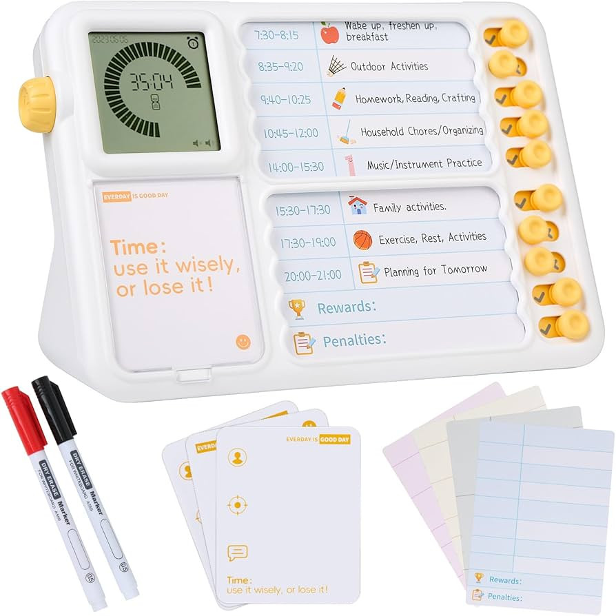 Visual Timer for Kids with Planning Board, ADHD Timer for Kids, Daily Chore Board-Checklist for A... | Amazon (US)