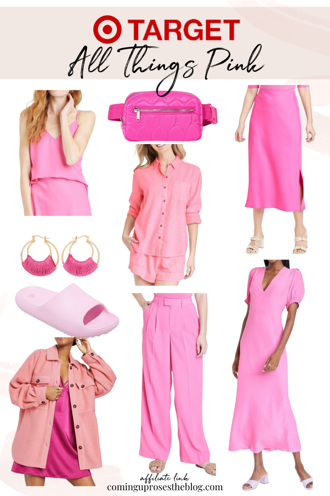 Pink pieces from Target to mix into your Valentine’s Day outfit! 

cami // belt bag // slip skirt // puff sleeve dress // button down // wide leg pants // hoop earrings // shirt jacket // slides 

#LTKstyletip #LTKunder50 #LTKSeasonal