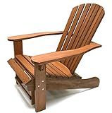 Amazon.com : Outdoor Interiors CD3111 Eucalyptus Adirondack Chair and Built In Ottoman : Patio, L... | Amazon (US)