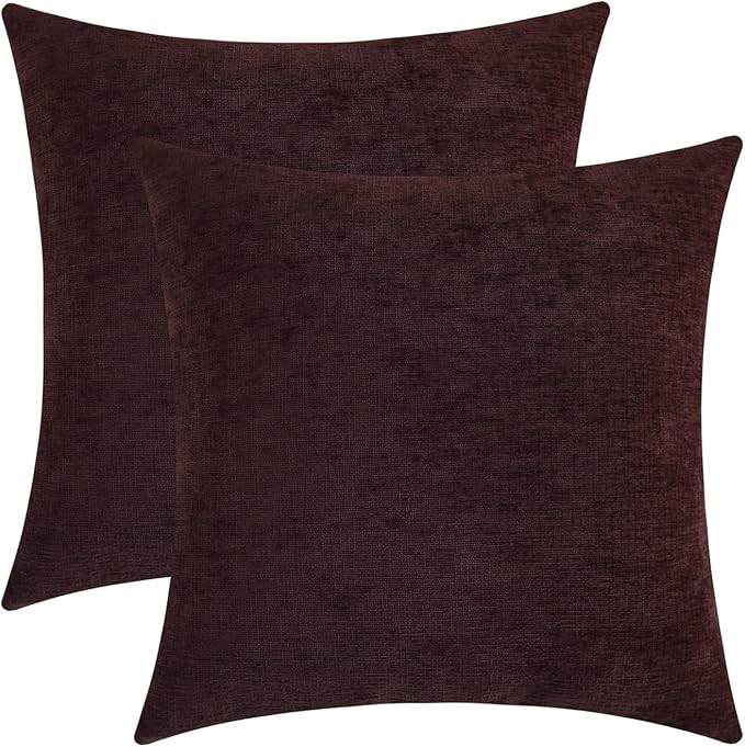 Plum Purple Chenille Decorative Couch Throw Pillow Covers, Soft Cushion Cases for Home Livingroom... | Amazon (US)