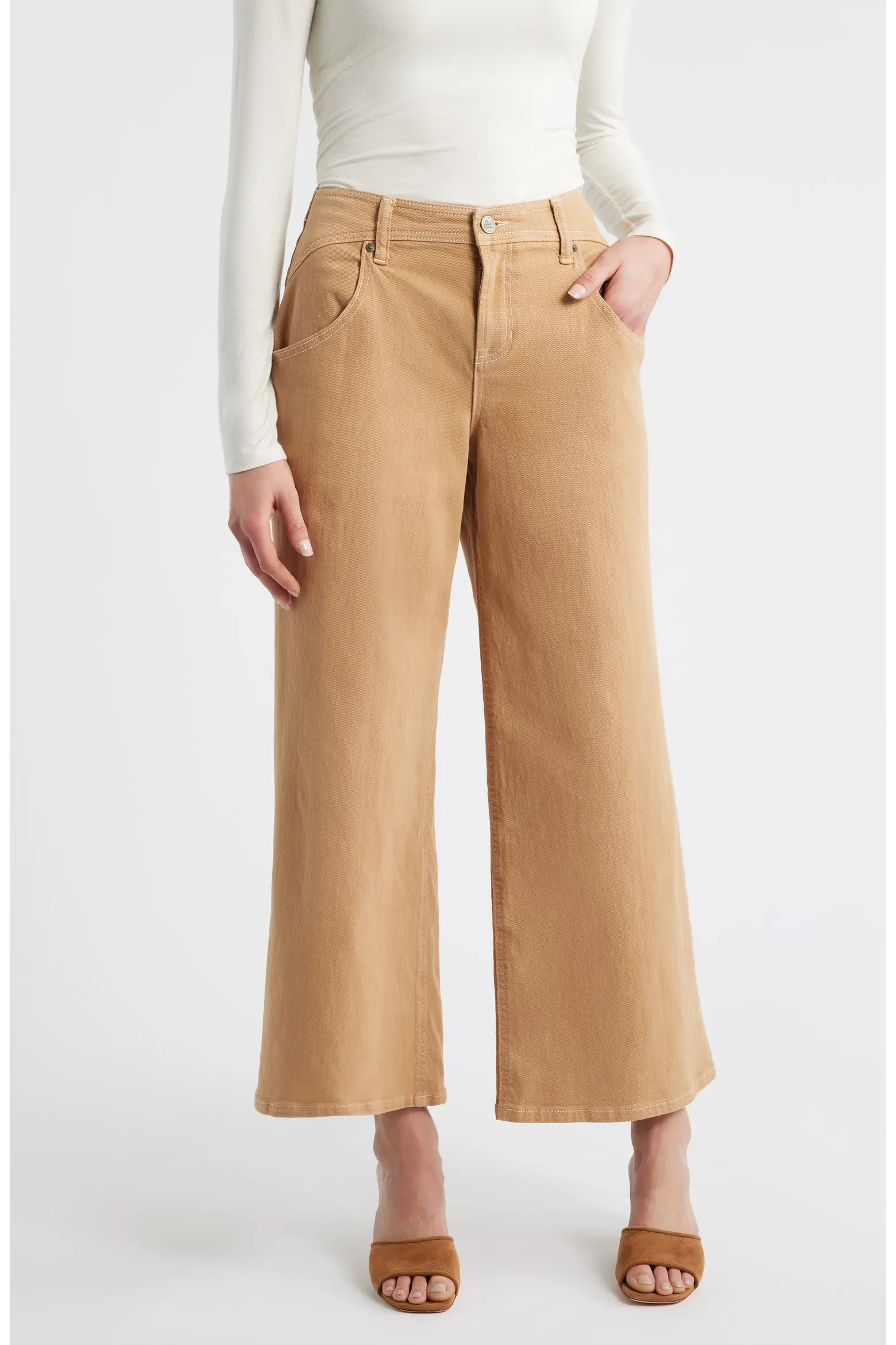 Curve Yoke Wide Leg Ankle Jeans (Women) | Nordstrom | Nordstrom