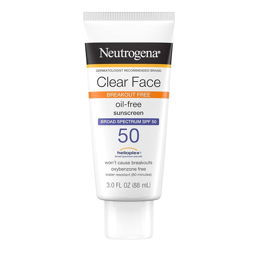 Neutrogena Clear Face Sunscreen Lotion for Acne-Prone Skin, Broad Spectrum SPF 50 Facial Sunscree... | Amazon (US)