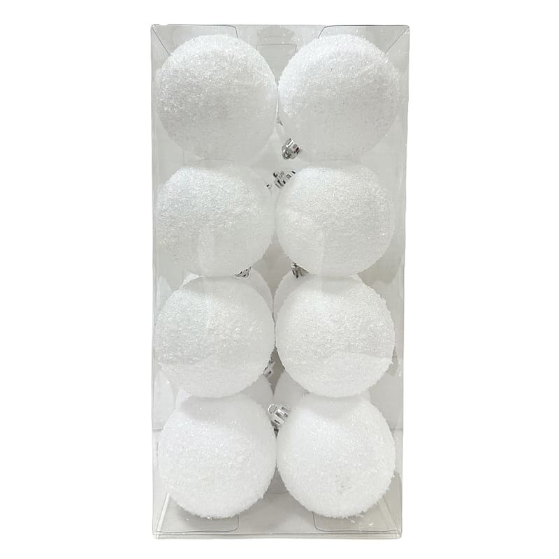 16-Count White Flocked Shatterproof Ornaments | At Home