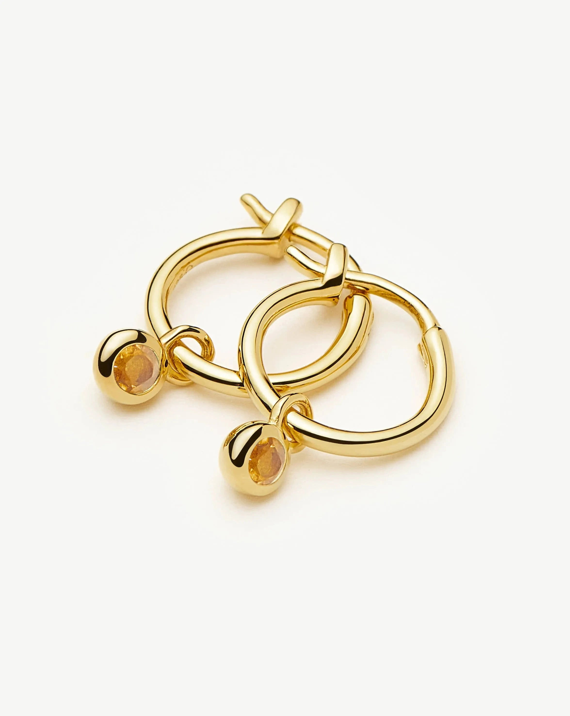 November Birthstone Mini Charm Hoop Earrings | 18ct Gold Vermeil/Citrine Earrings | Missoma UK