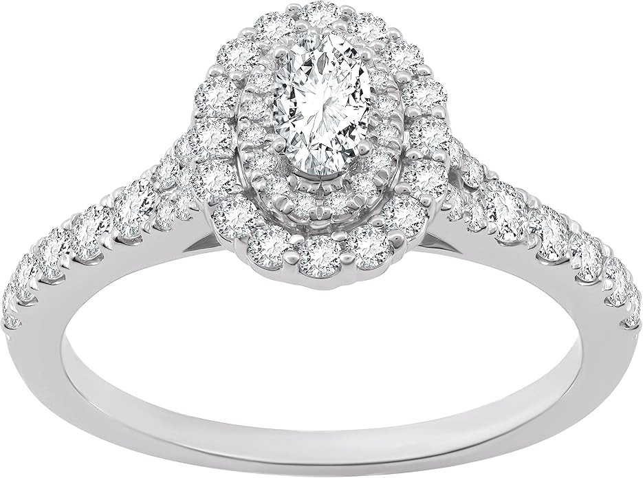 GILDED 1 ct. T.W. Lab Grown Diamond (SI1-SI2 Clarity, F-G Color) and Sterling Silver Pear Shape E... | Amazon (US)