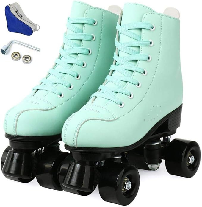 Beuway Womens Roller Skates Artificial Leather Adjustable Double Row 4 Wheels Roller Skates Shiny... | Amazon (US)