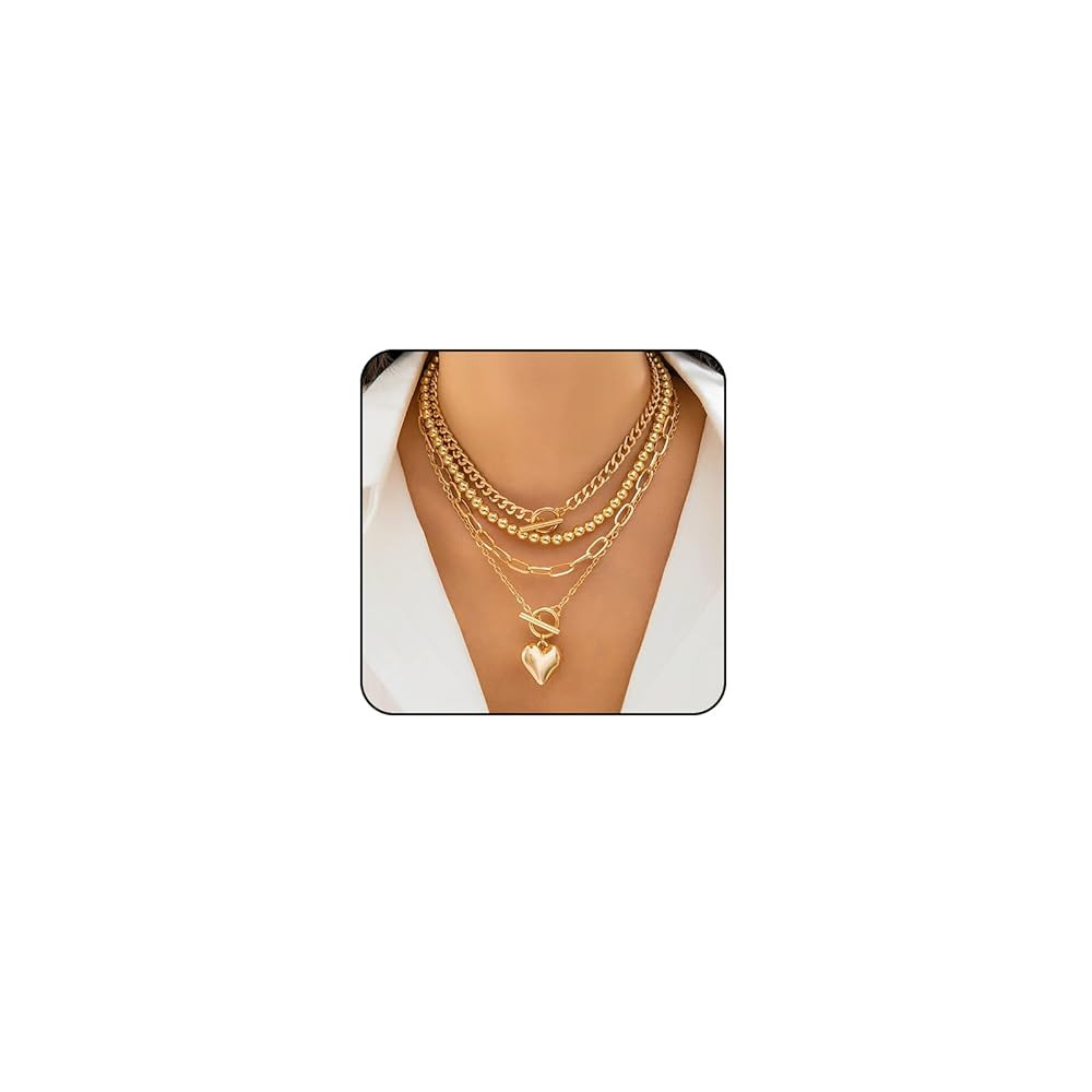 Otxas Layered Gold Necklace for Women Non Tarnish Chunky Gold Necklace Stack for Women Paperclip ... | Amazon (US)