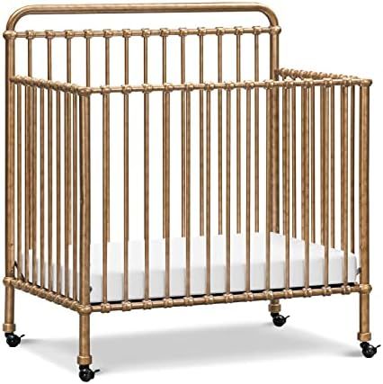 Amazon.com: Million Dollar Baby Classic Winston 4-in-1 Convertible Mini Metal Crib in Vintage Iro... | Amazon (US)