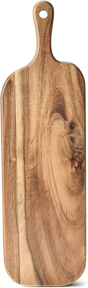 BILL.F Acacia Wood Cutting Board with Handle Small Size Long Wooden Charcuterie Board Paddle Chee... | Amazon (US)