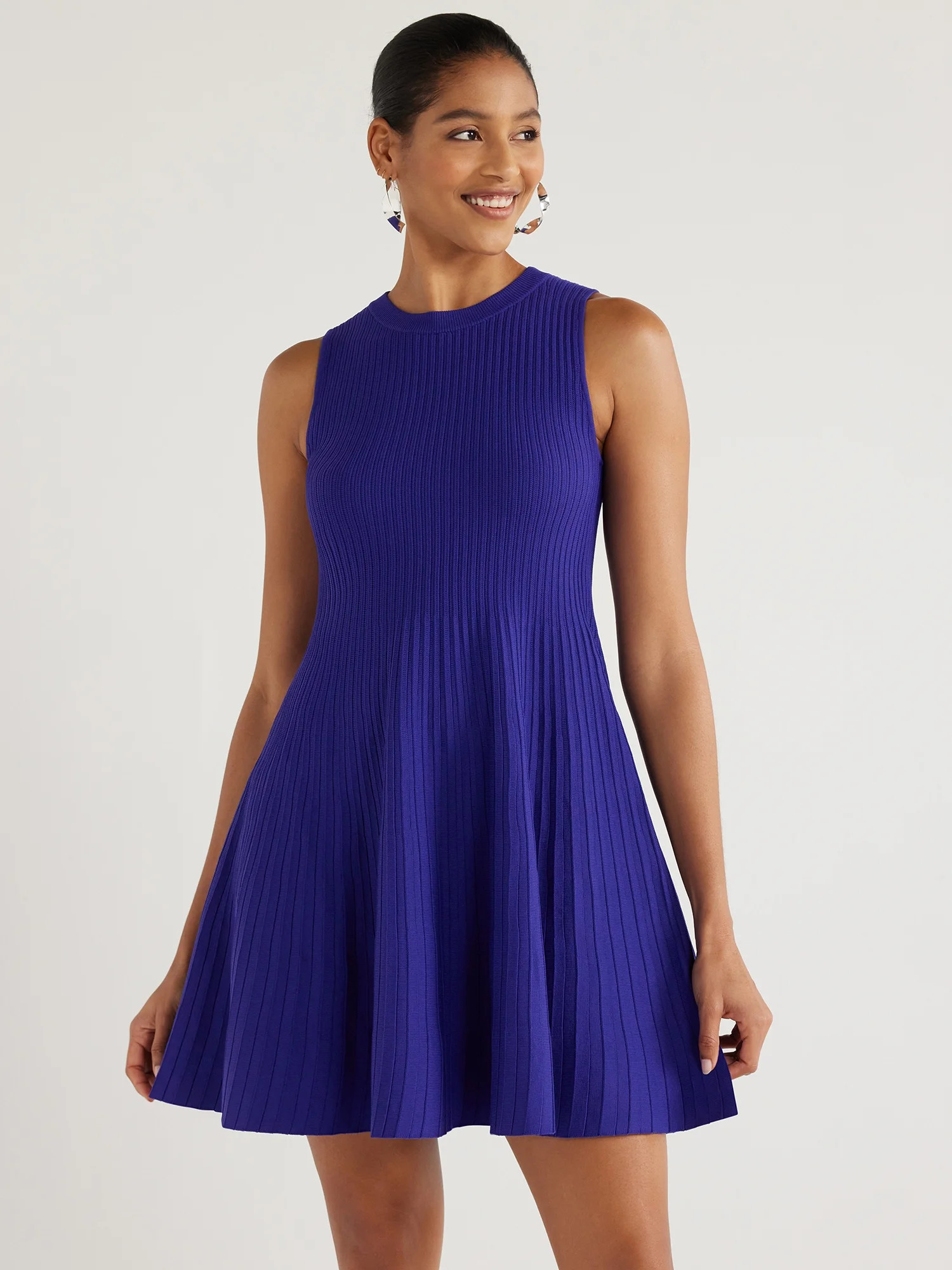 Scoop Women's Striped Mini Sweater Dress, Sizes XS-XXL | Walmart (US)