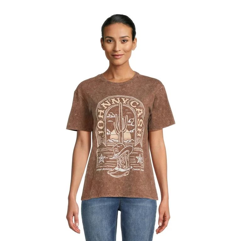 Johnny Cash Women's Graphic Tee with Short Sleeves, Sizes XS-3XL | Walmart (US)