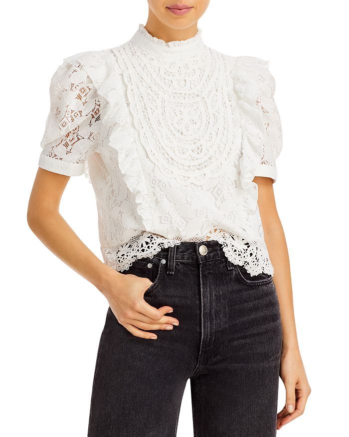 AQUA Lace Puff Sleeve Top - 100% Exclusive Back to Results -  Women - Bloomingdale's | Bloomingdale's (US)