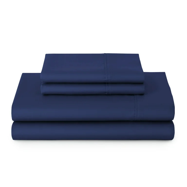 Better Homes & Gardens 4-Piece 300 Thread Count Blue Cove Cotton Sateen Bed Sheet Set, Queen | Walmart (US)
