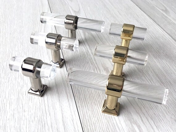 Acrylic Knobs Lucite Knob Drawer Knob Cabinet Knobs Pulls Glass Look Lucite Drawer Pull Dresser H... | Etsy (US)