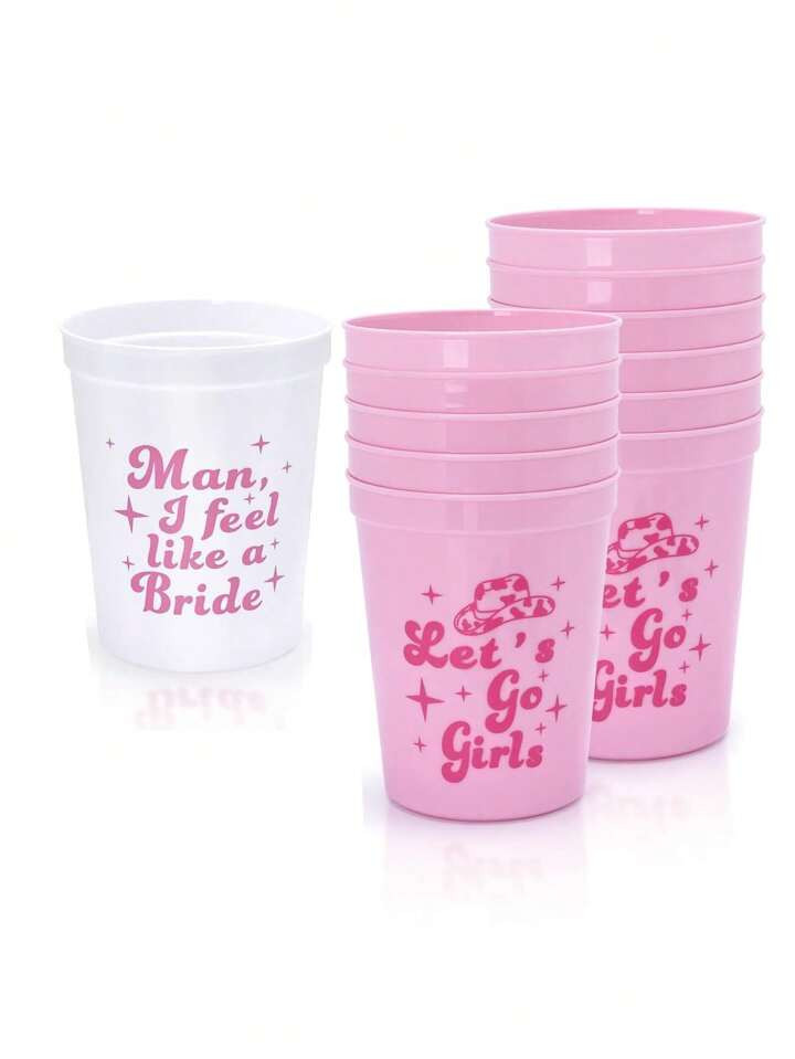 Reusable Bachelorette Party Cups - 12 Pack Let's Go Girls Reusable Cups Plastic Cowgirl Bridal Sh... | SHEIN
