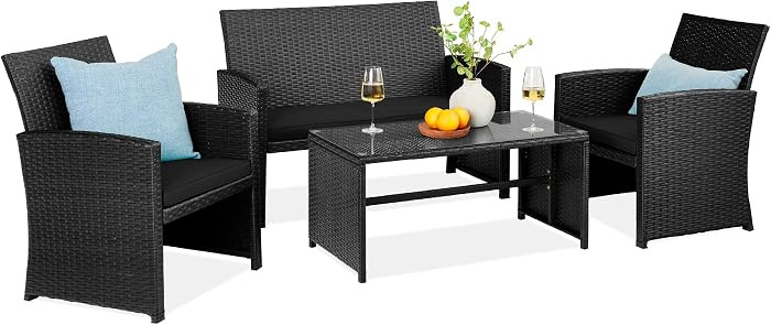 Best Choice Products 4-Piece Outdoor Wicker Patio Conversation Furniture Set for Backyard w/Coffe... | Amazon (US)