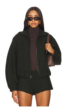 Amanda Uprichard Como Bomber Jacket in Dark Green from Revolve.com | Revolve Clothing (Global)