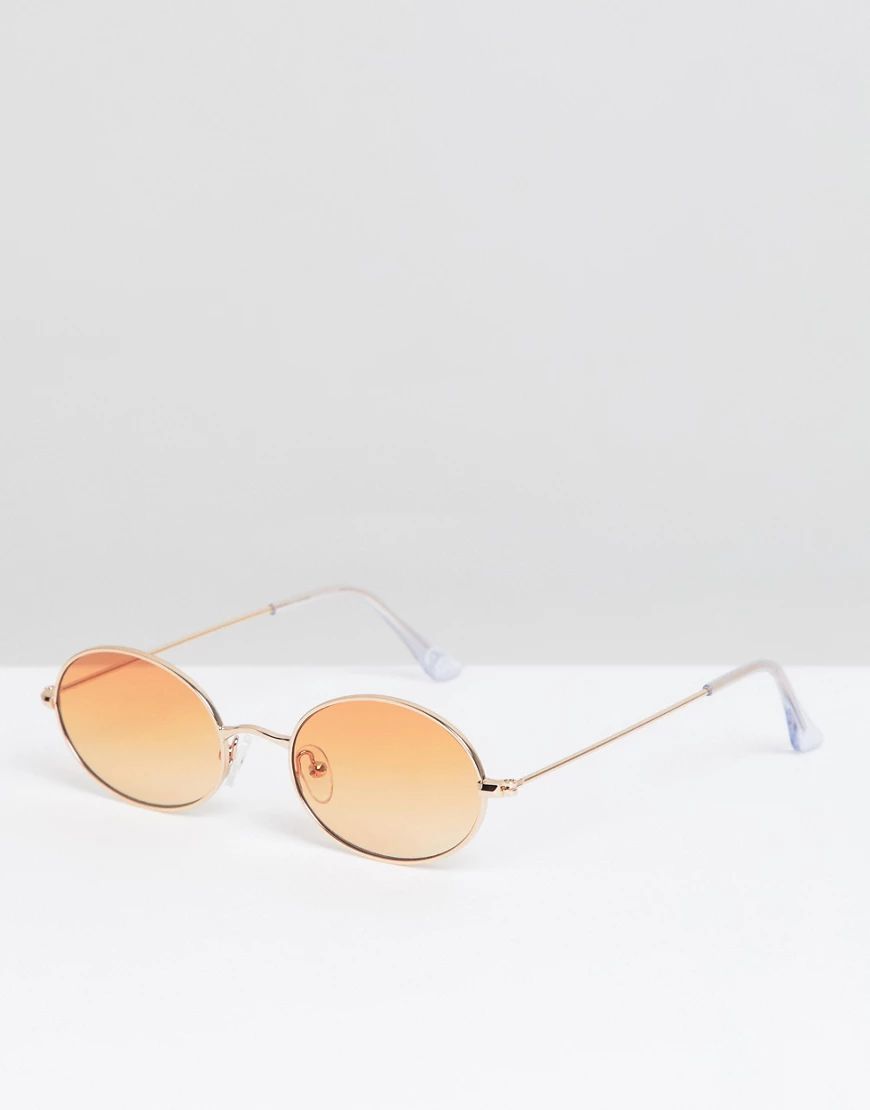 ASOS DESIGN oval glasses in gold with orange lens | ASOS (Global)