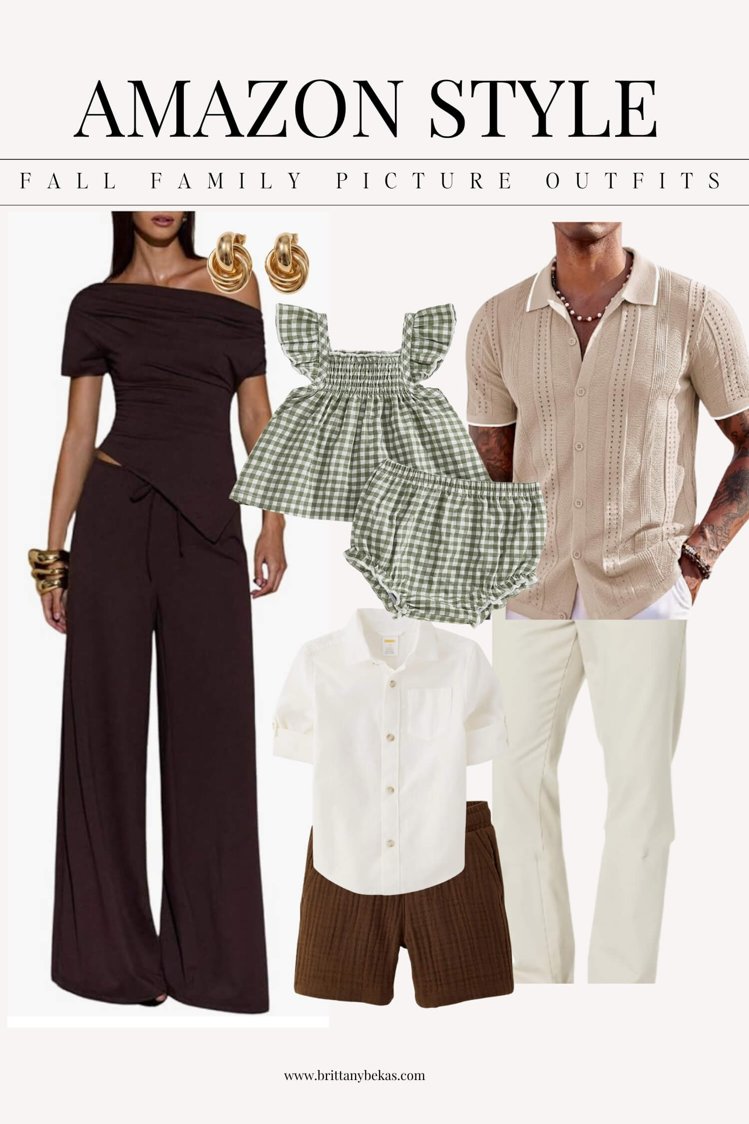 Chocolate brown and cream family photo outfits from Amazon 🤎 One of my favorite fall family picture color palettes because it feels warm, elevated and timeless without being boring. Mixing different shades of brown, ivory, cream and taupe creates depth in photos while still keeping everything soft and coordinated.
This fall family photo outfit idea includes a chocolate sweater dress for mom, cream knit polo and ivory pants for dad, brown cable-knit sweater for a boy, ivory sweater dress for a girl, brown loafers, suede boots, flats and neutral accessories.

Amazon fashion finds for family photos, neutral fall family picture outfits, chocolate brown family photo outfits, cream family outfits, editorial family photo styling, what to wear for fall family pictures, Amazon fall style. 

 #LTKmomlife #LTKSeasonal #LTKMens
