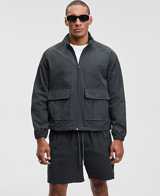 Mode of One Men's Relaxed Fit Pieced Zip-Front Track Jacket, Macy's Exclusive - Macy's | Macy's