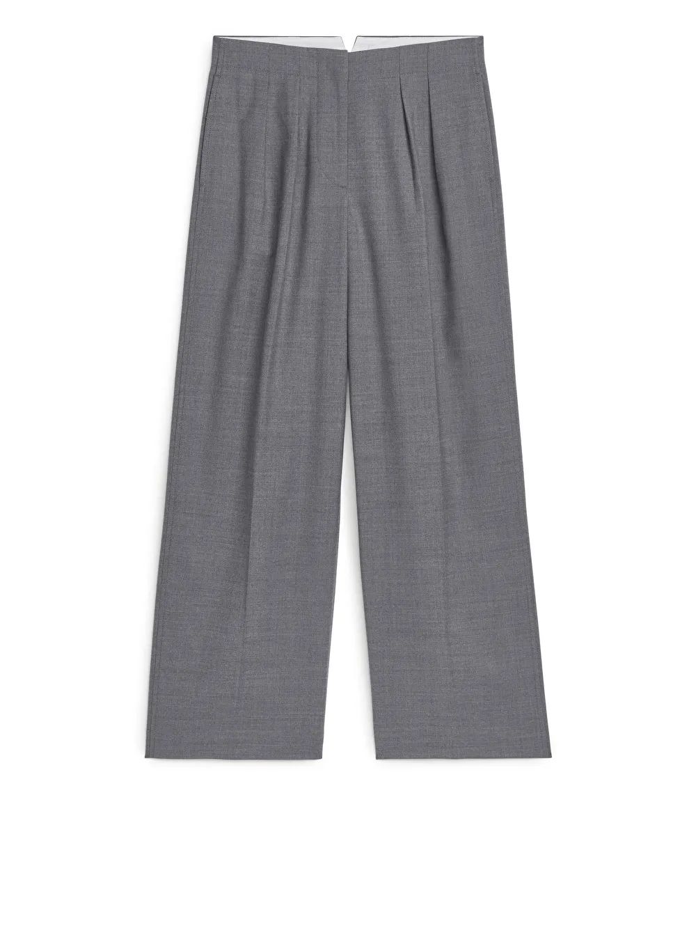 High-Waist Flannel Trousers - Grey Melange - ARKET GB | ARKET (US&UK)