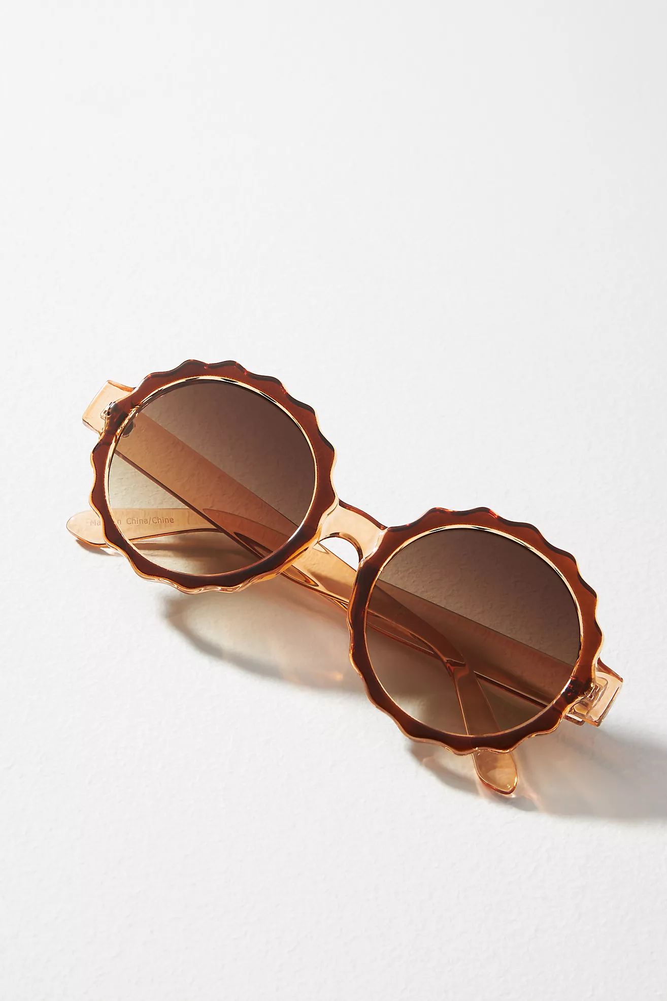 Maeve by Anthropologie Scalloped Circle Sunglasses | Anthropologie (US)