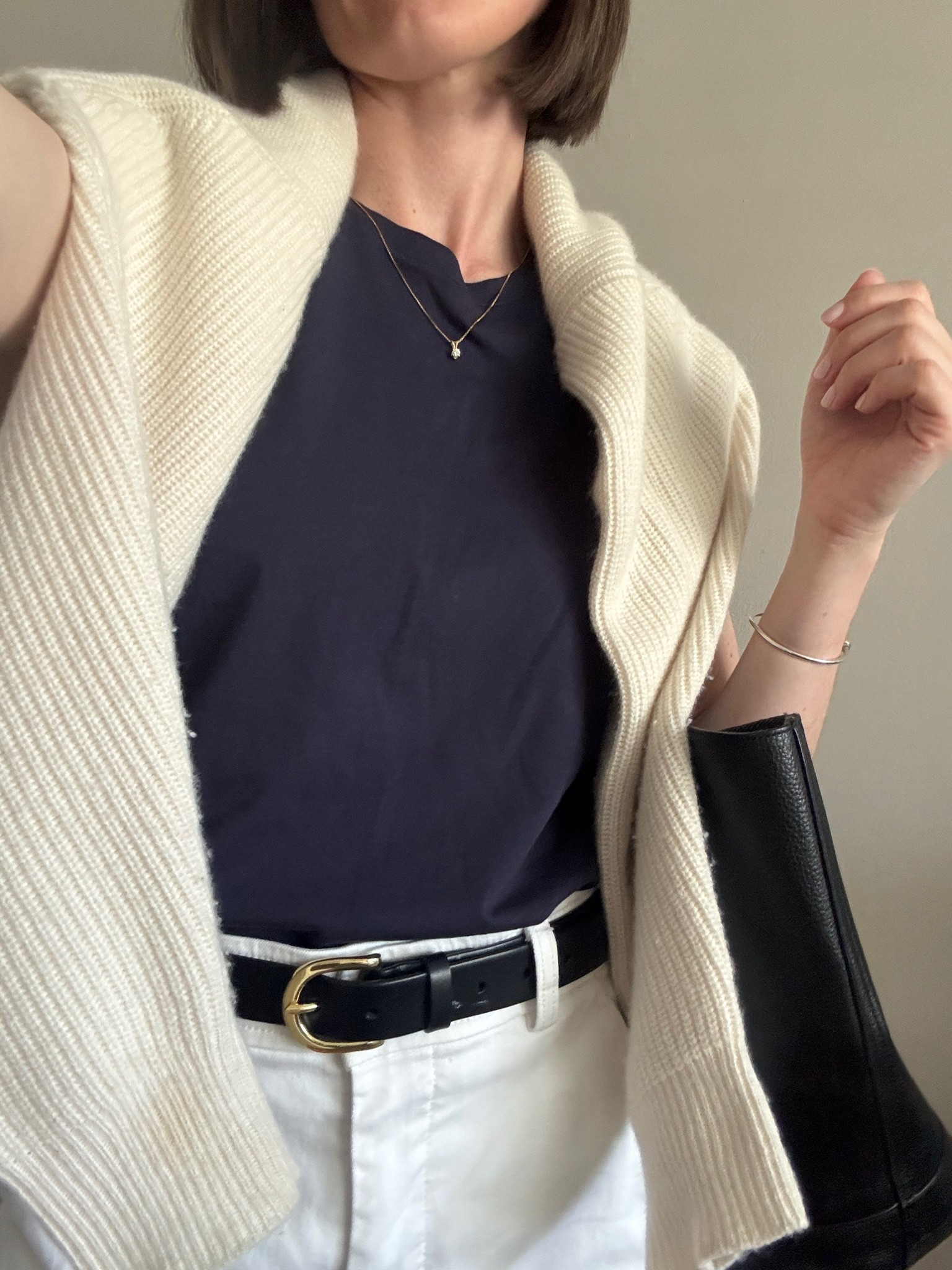 Easy hot spring outfit of the day (I have the sweater in case it gets chilly later on!) but so thankful it’s finally warm out ☀️ 

I love this muscle tank from @Quince I have it in a size small 🤍 

Spring outfit | summer outfit | ootd | mom outfit ~m| what I wore

#LTKootd #LTKmomlife #LTKdayinmylife
