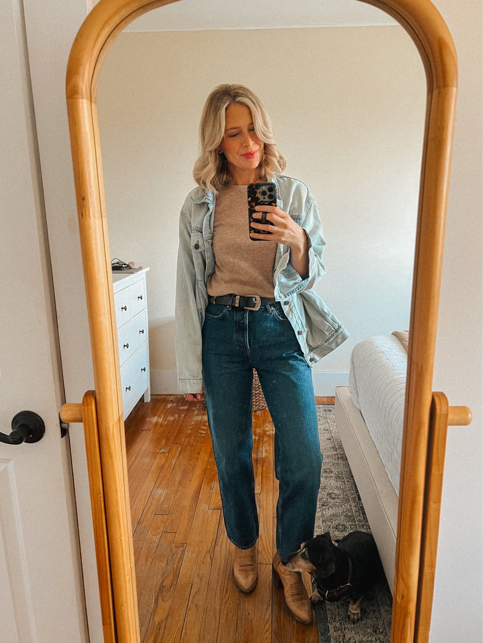 Jeans are tts, went up 3 sizes in jacket, sweater sized up one. 

#LTKfindsunder100 #LTKstyletip #LTKfindsunder50