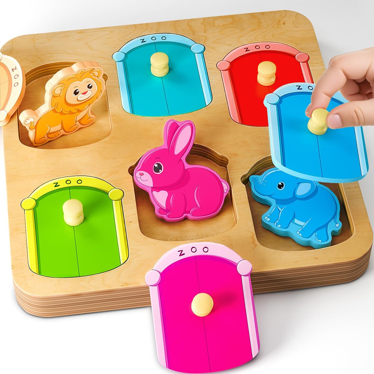 Animal Peg Puzzles Wooden Toys for 1 2 Year Old: Montessori Toys for Boys Girls Christmas Birthda... | Amazon (UK)