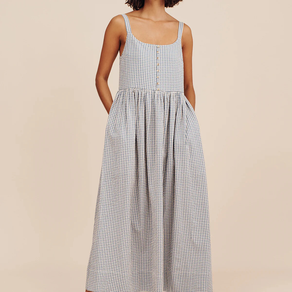 MIRA DRESS - BLUE GINGHAM | POSSE (US)