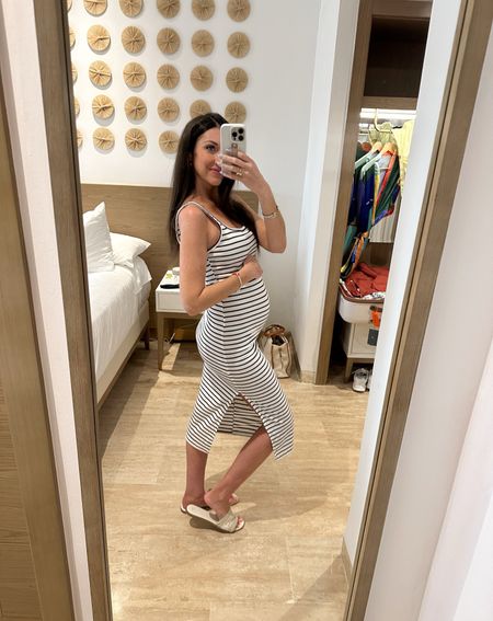 Striped dress from Amazon I wore for mini golf! ⛳️ True to size - wearing size small. Not maternity but works great with a bump! Sandals are from Target and SO comfy!! Fit true to size! 



#LTKbump #LTKfindsunder50 #LTKshoecrush