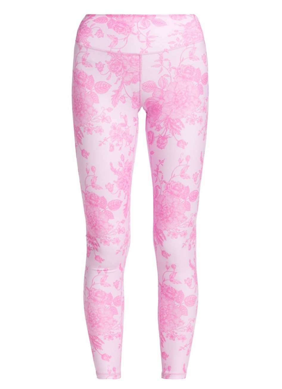 Pink Floral Workout Pants, high-waisted compression leggings.

#LTKfit #LTKSeasonal