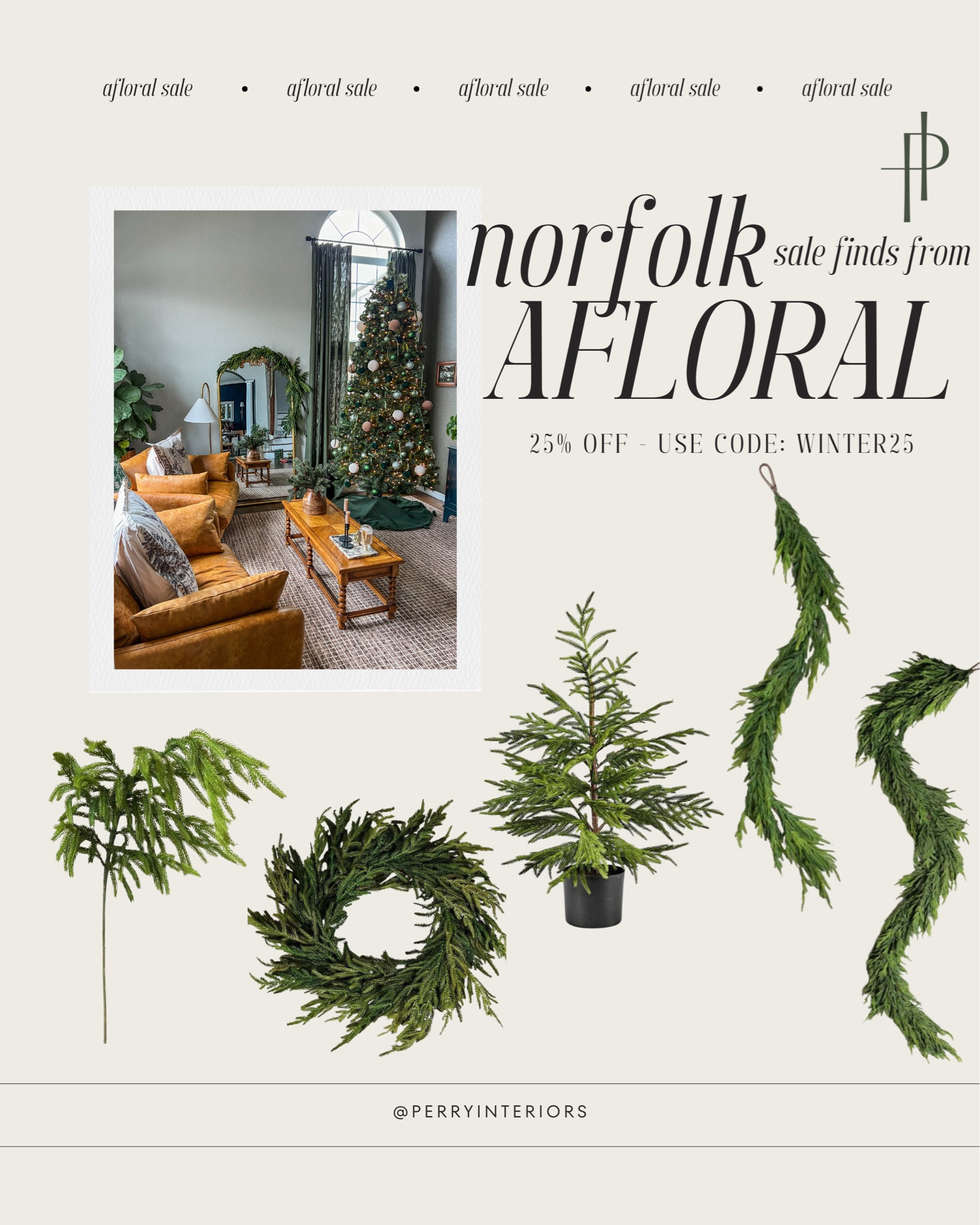 @afloral norfolk sale! 25% off and a perfect time to stocck up on the viral garland for christmas!! 

#LTKHoliday #LTKSeasonal #LTKSaleAlert