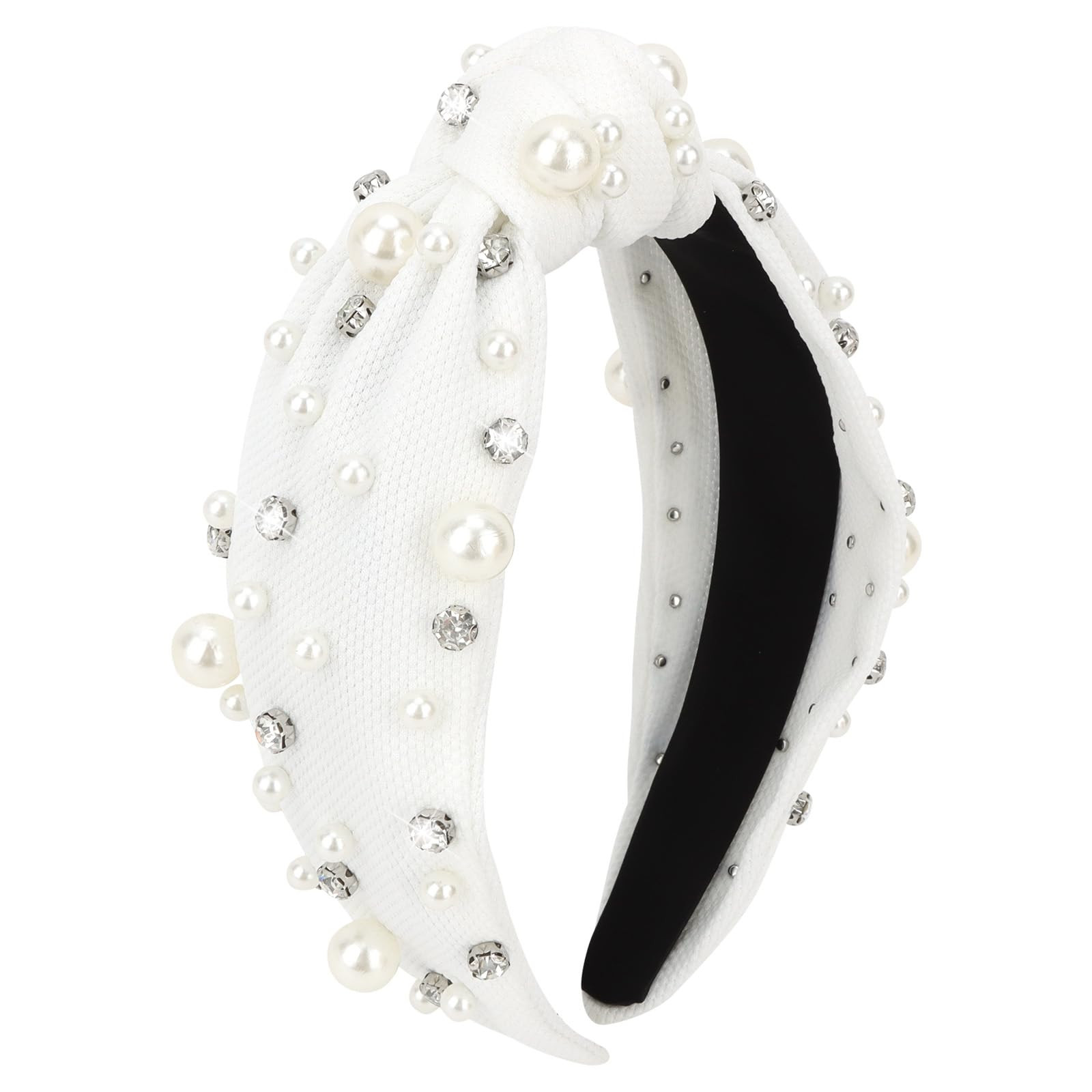 AMCAMI White Knotted Pearls Headband Cute Headbands for Women Girls Knot beaded Lavender Headband... | Amazon (US)