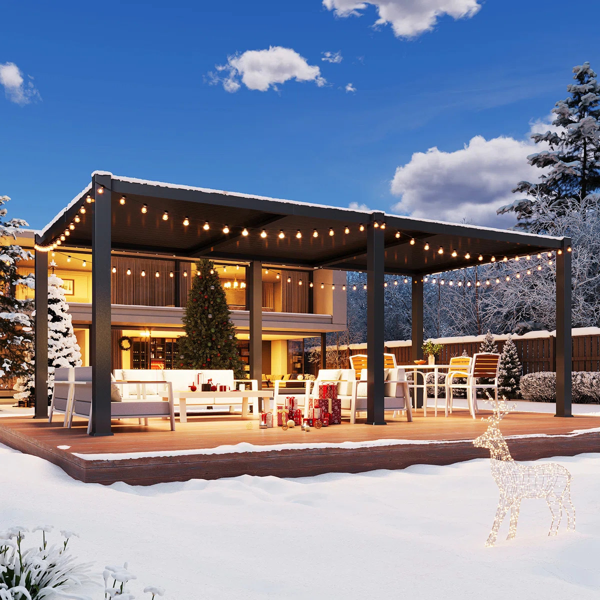 20 Ft. W x 10 Ft. D Outdoor Louvered Pergola Metal Pergola With Adjustable Roof | Wayfair North America