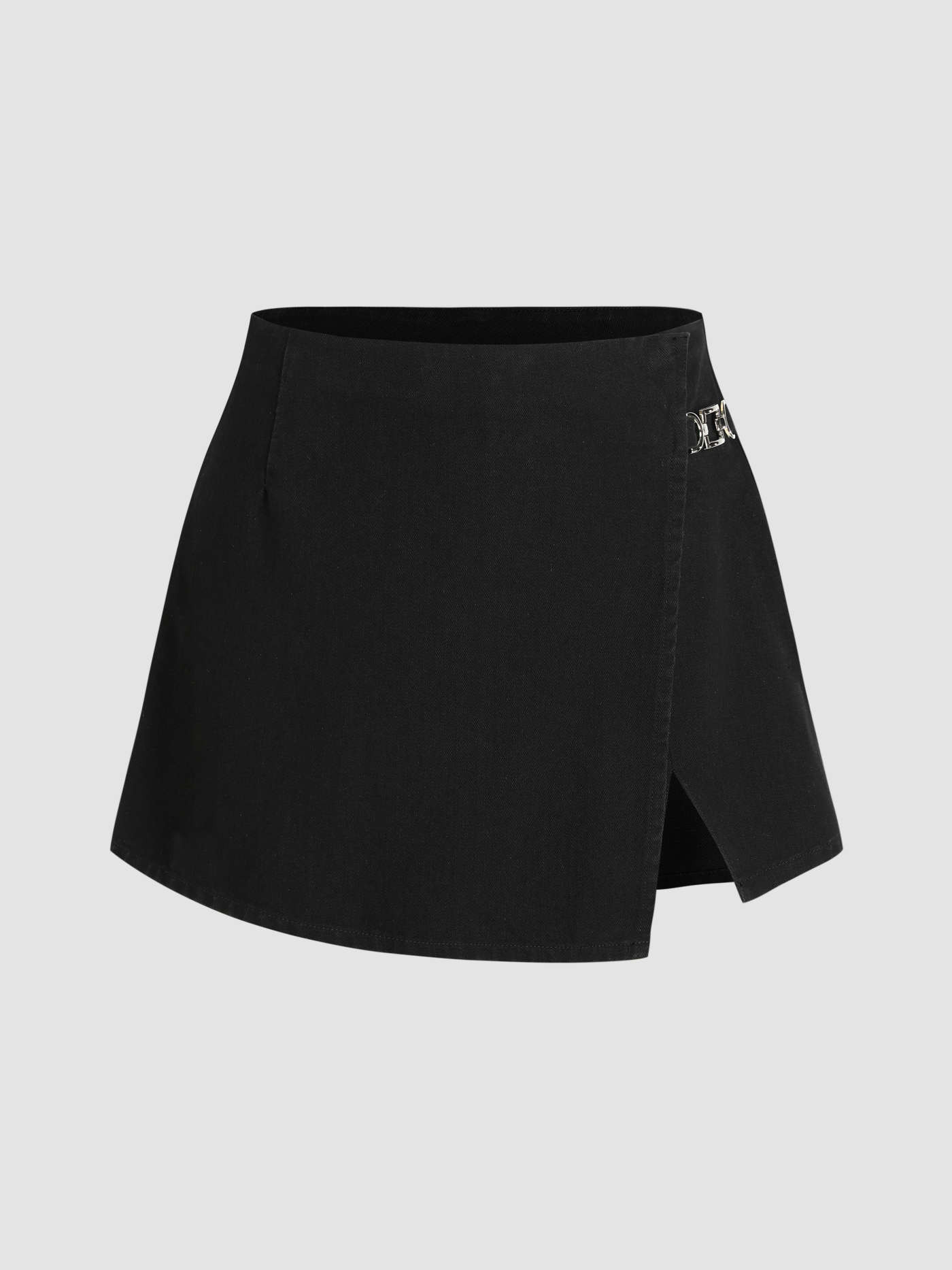 High Stretch Denim Mid Waist Split Mini Skort Curve & Plus | Cider