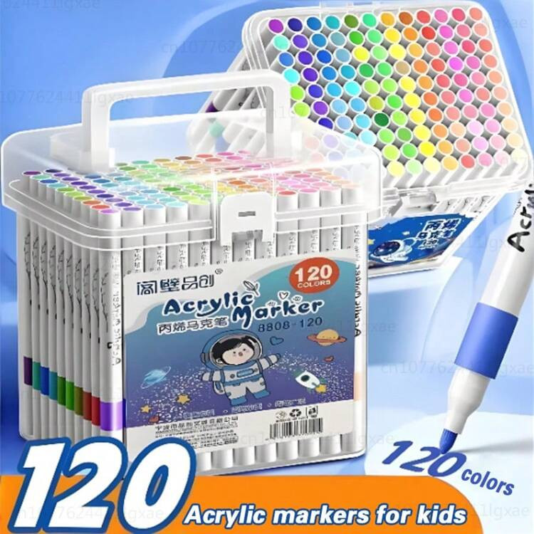 120 Colors Acrylic Paint Marker Set, Liquid Ink Acrylic Art Painting Marker Set, Suitable For Art... | SHEIN