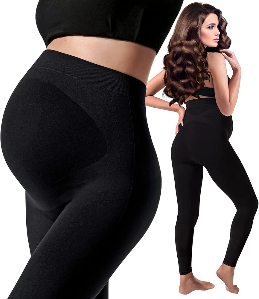 Maternity Leggings Made in USA Over The Belly Pregnancy Support for Pregnant Women | Amazon (US)